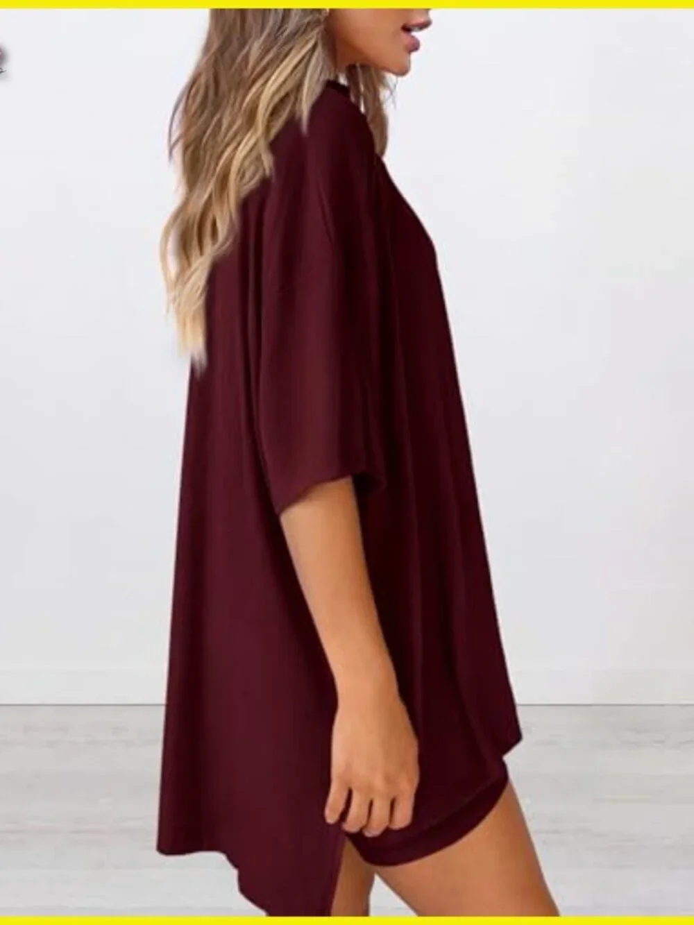 Oversized Short Sleeve Top Biker Shorts Set Loose Fit Lounge Wear